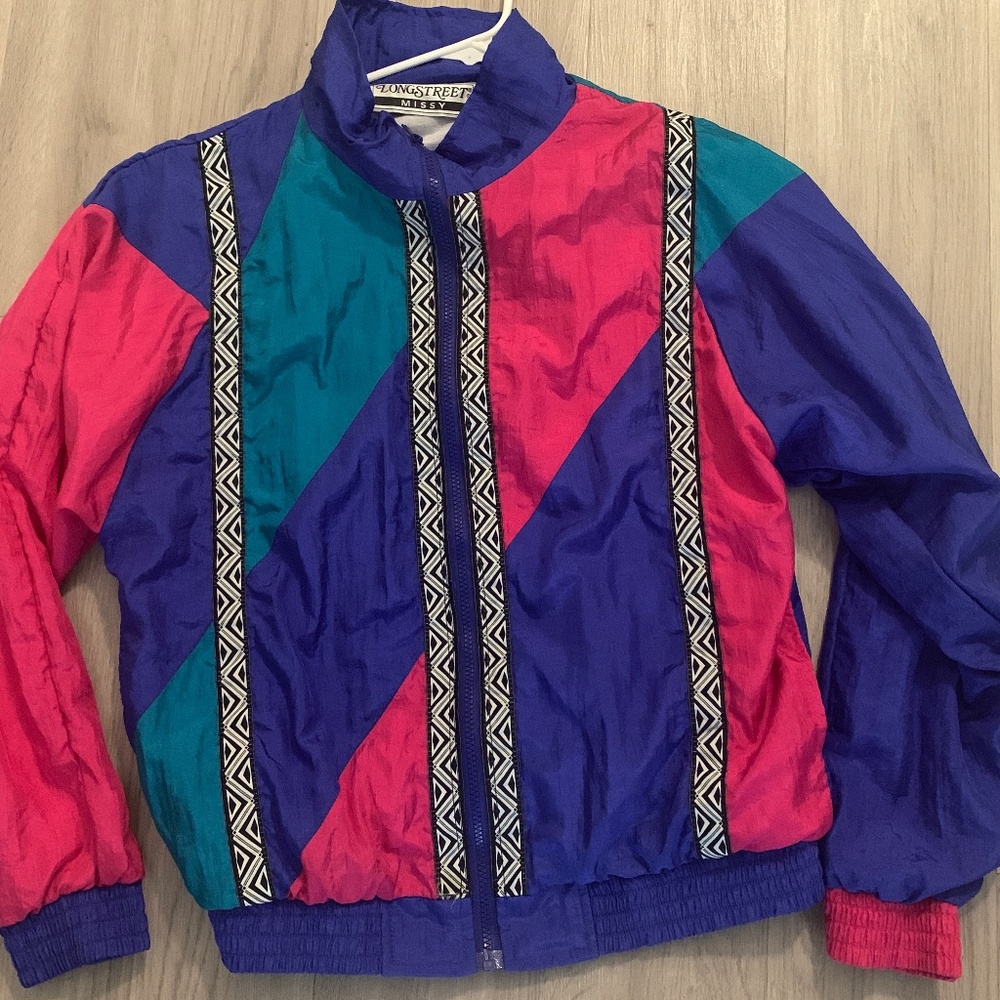Vintage 90’s Longstreet Missy Crazy Color Block  Cut and Sewn Windbreaker  (S)
